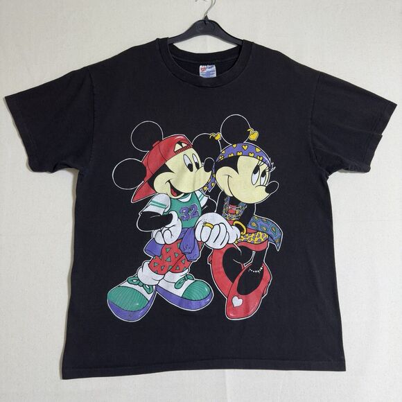 Vintage Mickey Mouse Minnie Shirt Men Size XL  Single Stitch Black - Picture 1 of 11